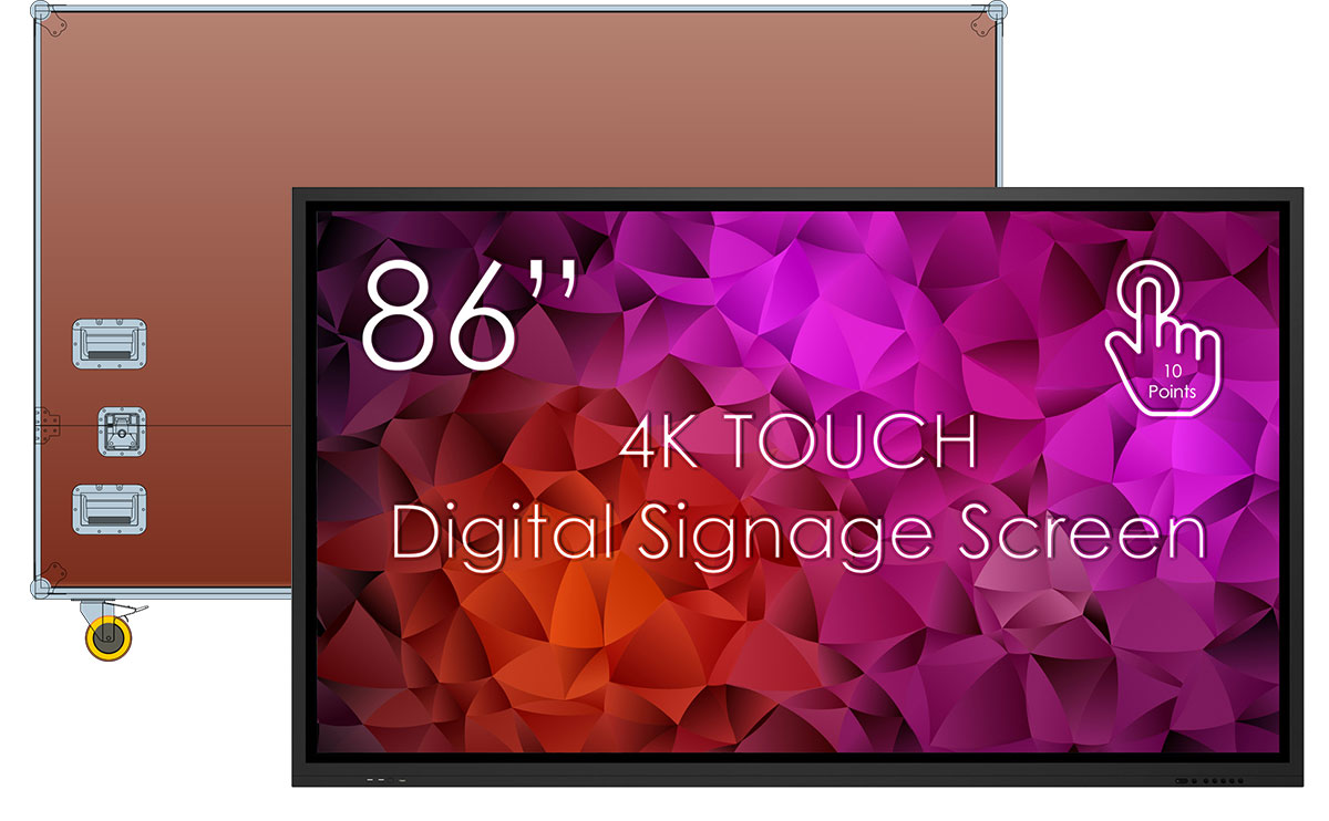 SWEDX 86\" Touch Digital Signage screen / 4K in 4K out with Flight Case